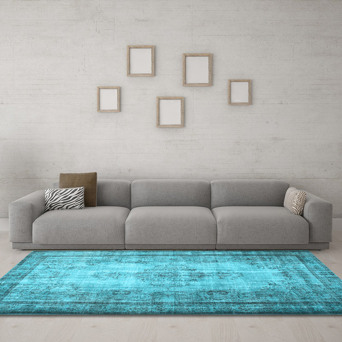 Machine Washable Persian Light Blue Traditional Rug in a Living Room, wshtr2106lblu
