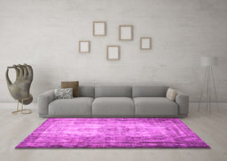 Machine Washable Persian Pink Traditional Rug in a Living Room, wshtr2106pnk