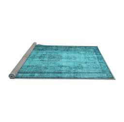 Sideview of Machine Washable Persian Light Blue Traditional Rug, wshtr2106lblu