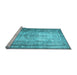 Sideview of Machine Washable Persian Light Blue Traditional Rug, wshtr2106lblu