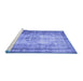 Sideview of Machine Washable Persian Blue Traditional Rug, wshtr2106blu