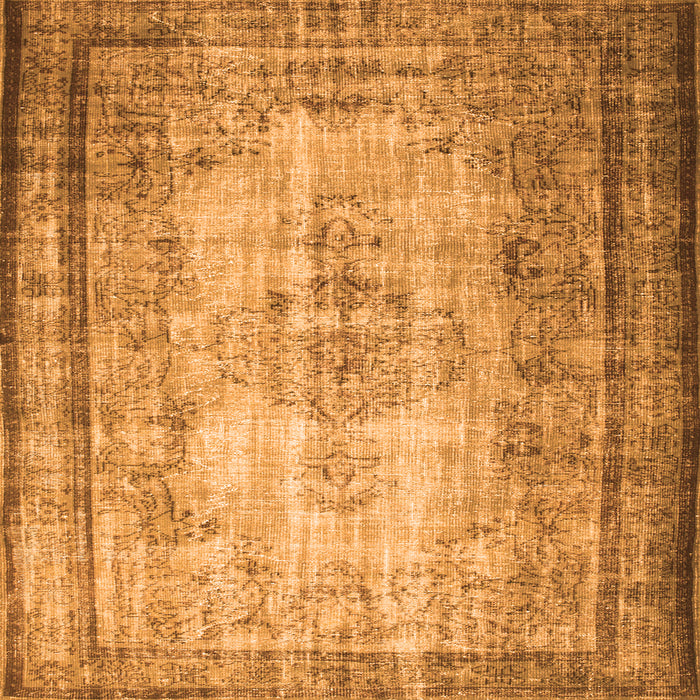 Round Machine Washable Persian Orange Traditional Area Rugs, wshtr2106org