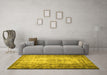 Machine Washable Persian Yellow Traditional Rug in a Living Room, wshtr2106yw