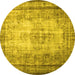 Round Persian Yellow Traditional Rug, tr2106yw