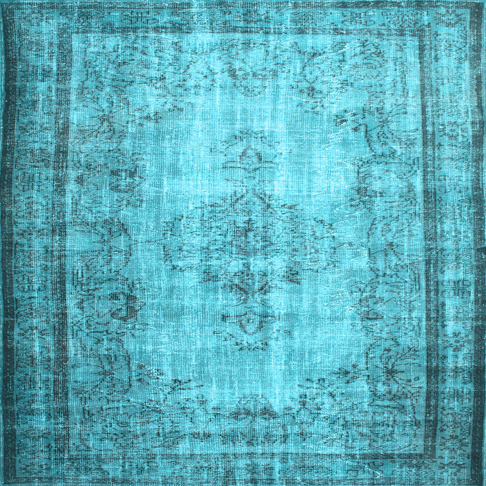 Square Machine Washable Persian Light Blue Traditional Rug, wshtr2106lblu