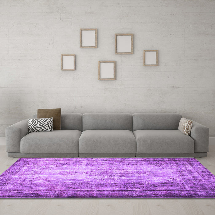 Machine Washable Persian Purple Traditional Area Rugs in a Living Room, wshtr2106pur