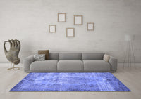 Machine Washable Persian Blue Bohemian Rug, wshtr2107blu