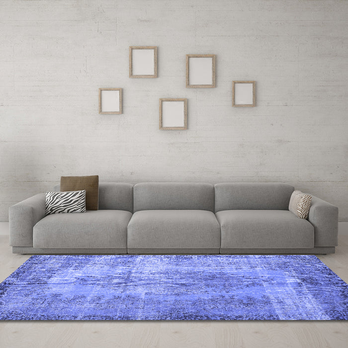 Machine Washable Persian Blue Bohemian Rug in a Living Room, wshtr2107blu