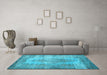 Machine Washable Persian Light Blue Bohemian Rug in a Living Room, wshtr2107lblu