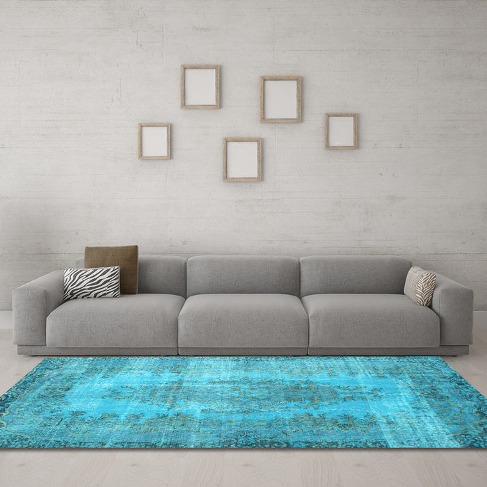 Machine Washable Persian Light Blue Bohemian Rug in a Living Room, wshtr2107lblu
