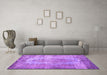 Machine Washable Persian Purple Bohemian Area Rugs in a Living Room, wshtr2107pur