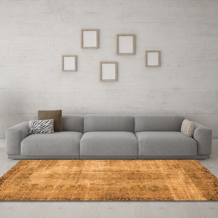 Machine Washable Persian Orange Bohemian Area Rugs in a Living Room, wshtr2107org