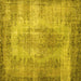 Square Machine Washable Persian Yellow Bohemian Rug, wshtr2107yw