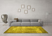 Machine Washable Persian Yellow Bohemian Rug in a Living Room, wshtr2107yw