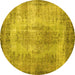 Round Persian Yellow Bohemian Rug, tr2107yw