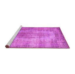 Sideview of Machine Washable Persian Pink Bohemian Rug, wshtr2107pnk