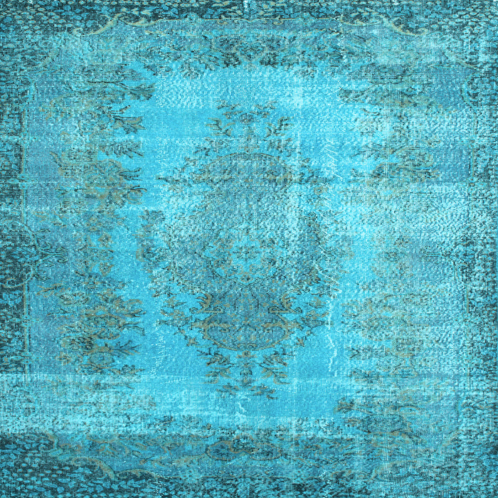 Square Machine Washable Persian Light Blue Bohemian Rug, wshtr2107lblu