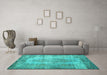 Machine Washable Persian Turquoise Bohemian Area Rugs in a Living Room,, wshtr2107turq