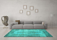 Machine Washable Persian Turquoise Bohemian Rug, wshtr2107turq