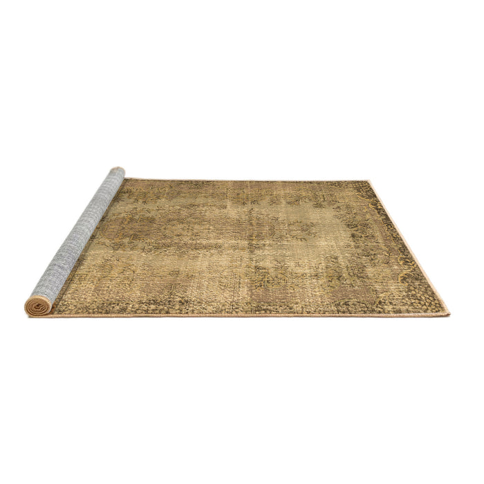 Sideview of Machine Washable Persian Brown Bohemian Rug, wshtr2107brn