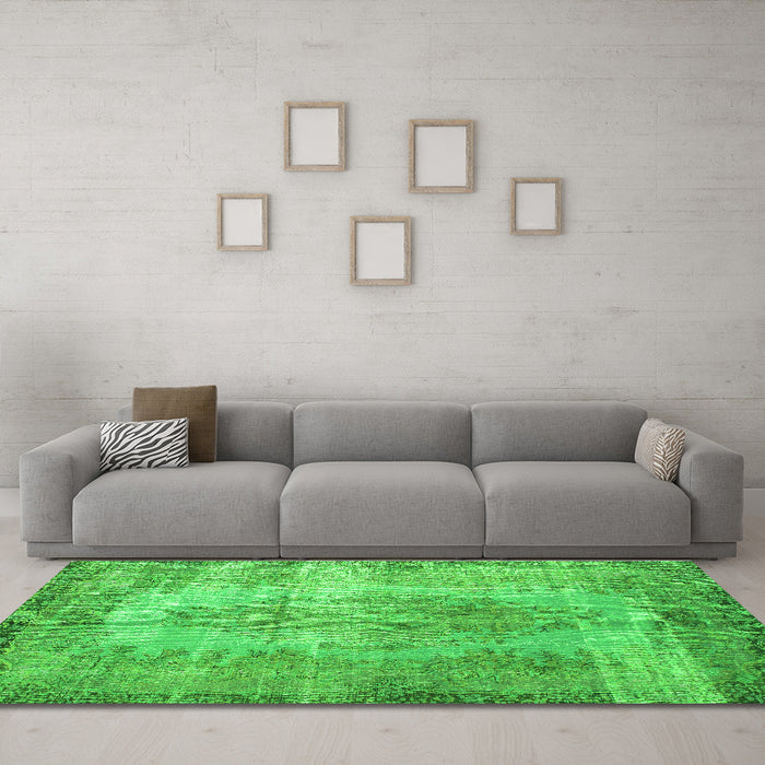 Machine Washable Persian Green Bohemian Area Rugs in a Living Room,, wshtr2107grn