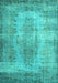 Machine Washable Persian Turquoise Bohemian Area Rugs, wshtr2107turq