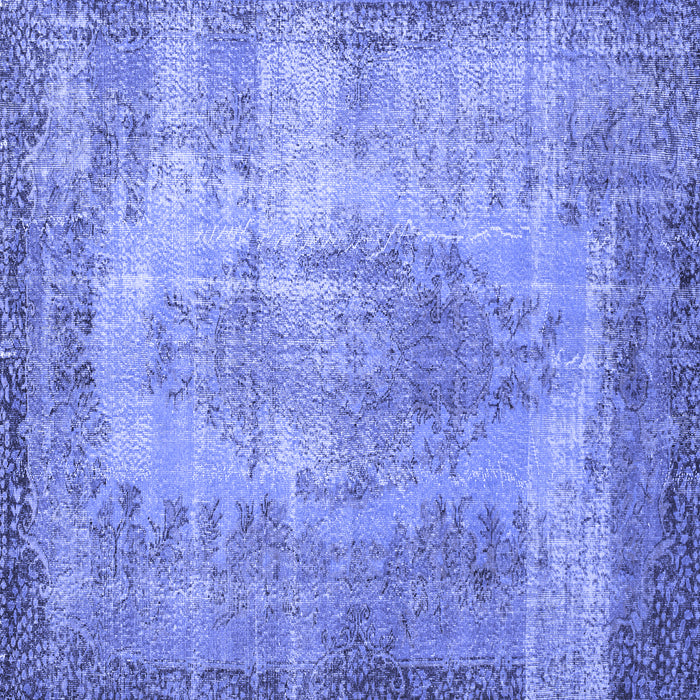 Square Machine Washable Persian Blue Bohemian Rug, wshtr2107blu