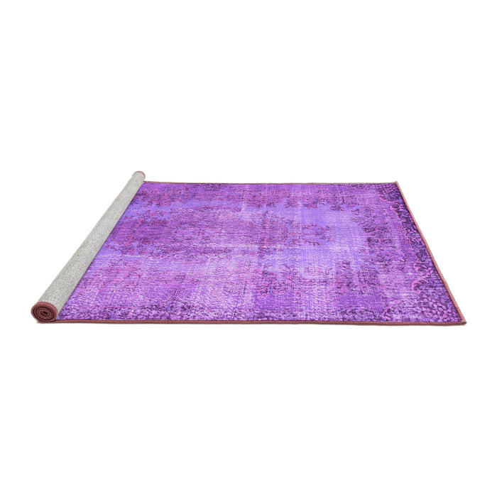 Sideview of Machine Washable Persian Purple Bohemian Area Rugs, wshtr2107pur