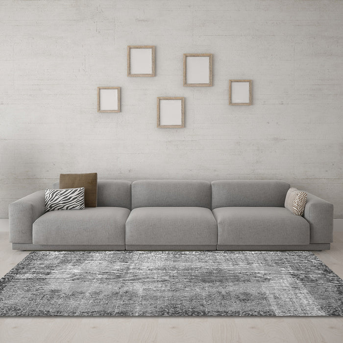 Machine Washable Persian Gray Bohemian Rug in a Living Room,, wshtr2107gry