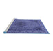 Sideview of Machine Washable Medallion Blue Traditional Rug, wshtr2108blu