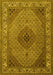 Machine Washable Medallion Yellow Traditional Rug, wshtr2108yw