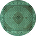 Round Medallion Turquoise Traditional Rug, tr2108turq