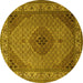 Round Medallion Yellow Traditional Rug, tr2108yw