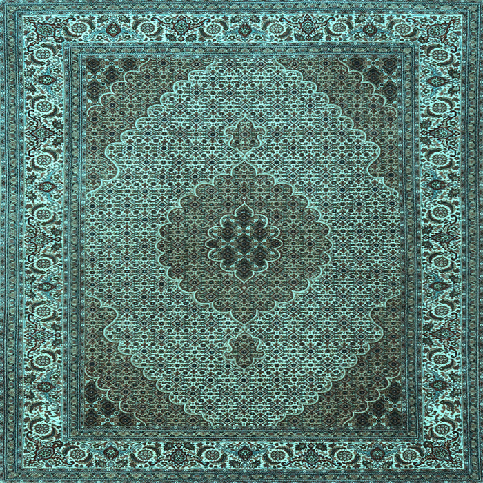 Square Medallion Light Blue Traditional Rug, tr2108lblu