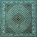 Square Medallion Light Blue Traditional Rug, tr2108lblu