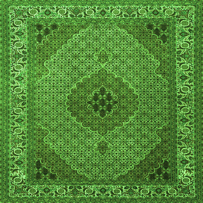 Round Machine Washable Medallion Green Traditional Area Rugs, wshtr2108grn