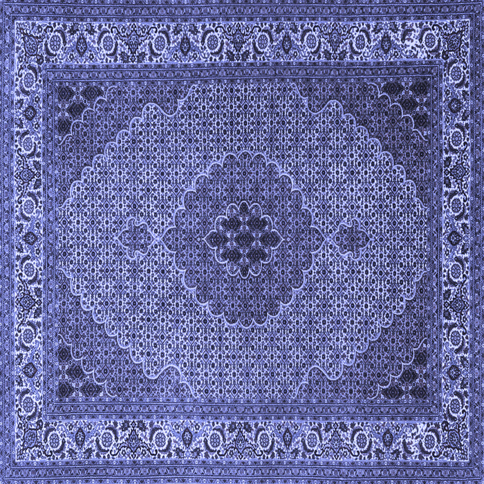 Square Machine Washable Medallion Blue Traditional Rug, wshtr2108blu