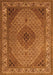 Serging Thickness of Machine Washable Medallion Orange Traditional Area Rugs, wshtr2108org