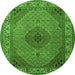 Square Medallion Green Traditional Rug, tr2108grn