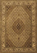 Machine Washable Medallion Brown Traditional Rug, wshtr2108brn