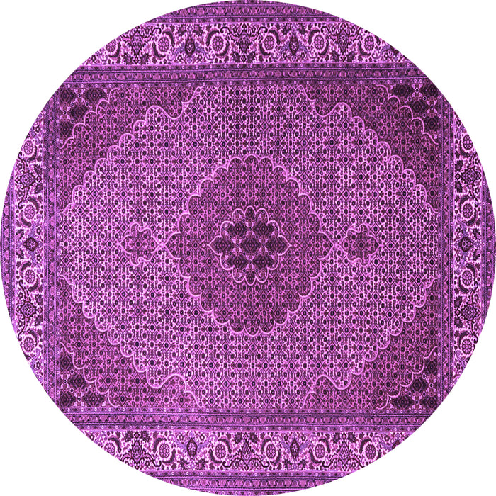 Round Machine Washable Medallion Purple Traditional Area Rugs, wshtr2108pur