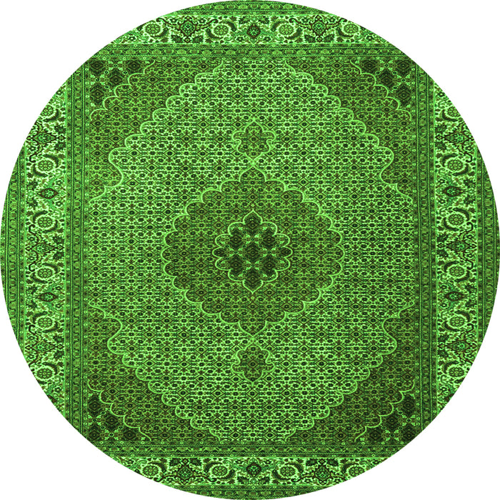 Machine Washable Medallion Green Traditional Area Rugs, wshtr2108grn
