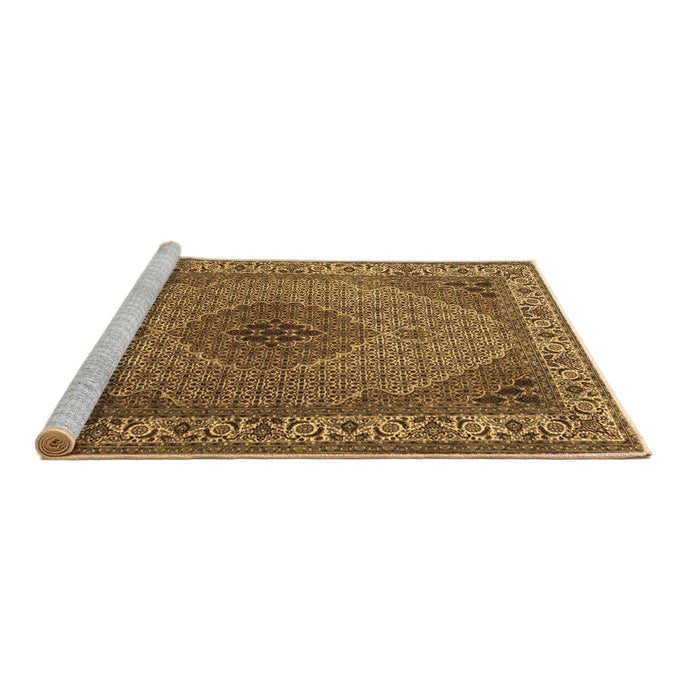 Sideview of Machine Washable Medallion Brown Traditional Rug, wshtr2108brn