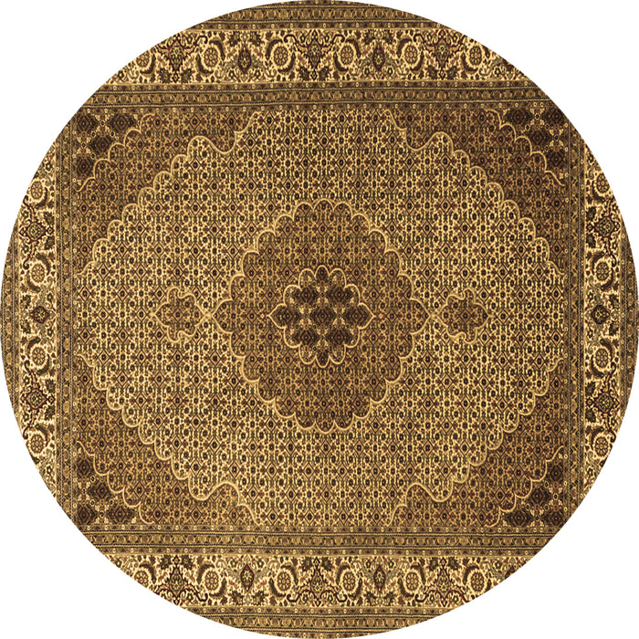Round Medallion Brown Traditional Rug, tr2108brn