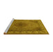 Sideview of Machine Washable Medallion Yellow Traditional Rug, wshtr2108yw