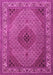 Machine Washable Medallion Pink Traditional Rug, wshtr2108pnk