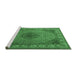 Sideview of Machine Washable Medallion Emerald Green Traditional Area Rugs, wshtr2108emgrn