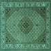 Square Medallion Turquoise Traditional Rug, tr2108turq