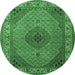 Round Medallion Emerald Green Traditional Rug, tr2108emgrn