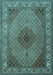 Machine Washable Medallion Light Blue Traditional Rug, wshtr2108lblu